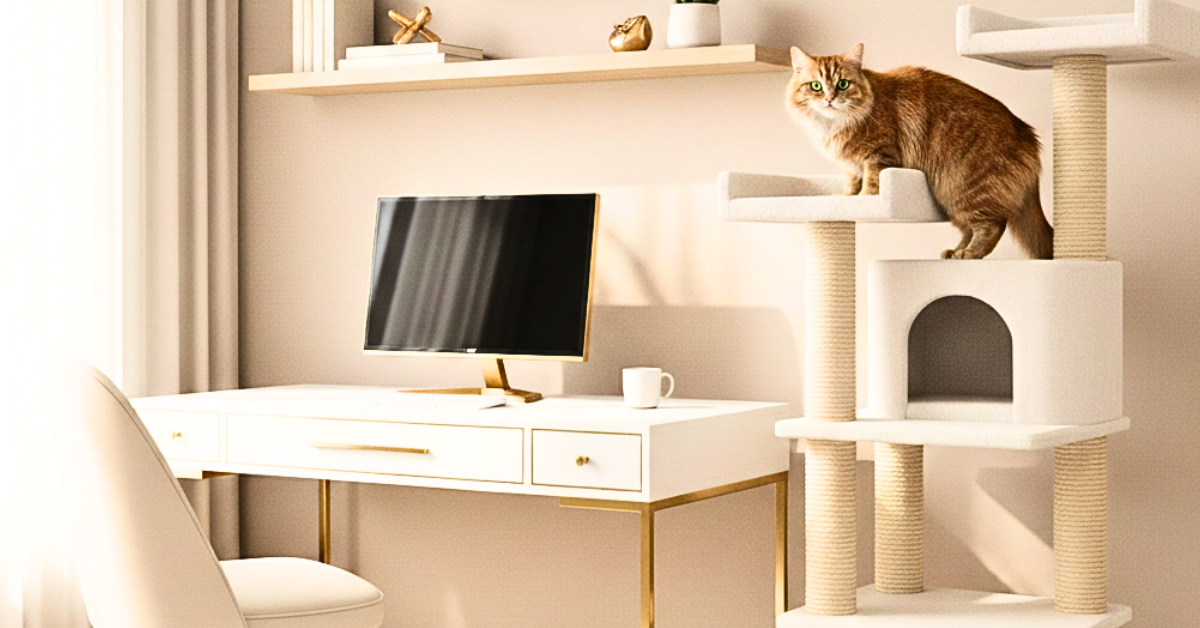 modern cat trees that will blend with home office decor